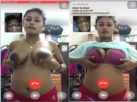 Pretty young girl flaunts her boobs and pussy on video call