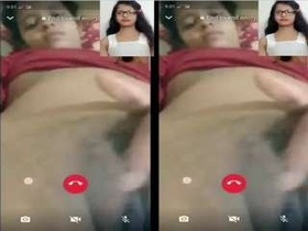 Pretty girl records her naked body and masturbates on video call