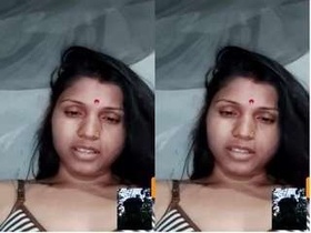 A naughty girl gets frisky on a video call and shows her boobs