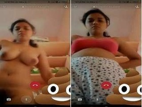 Pretty Indian girl Desi flaunts her boobs and pussy on video call