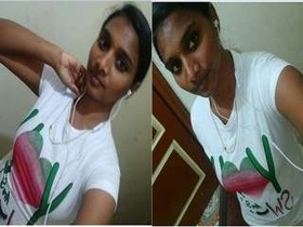 Tamil girl flaunts her breasts during a webcam session