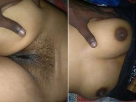Wife teases her husband with her hands and pussy
