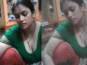 Natural beauty with big breasts and cleavage