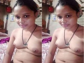 Horny guy flaunts his girlfriend's breasts and cunt on camera