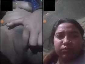 Cute Bengali girl reveals her breasts and genitals on video call