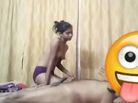Pretty Indian girl gives a blowjob and has sex