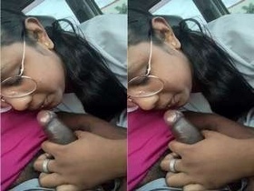 Tamil girl gives a blowjob in a car