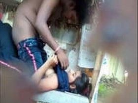 Daring couple engages in public sex in a risky location