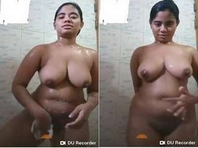 Urmi, an Indian girl, flaunts her bathing skills in video call