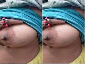 Telugu beauty's big boobs pressed together