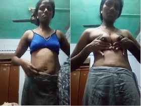 Telugu aunty's exclusive strip show with her big boobs