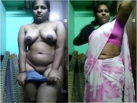 Desi girl strips and exposes her breasts and genitals