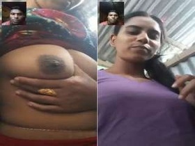 Indian girl flaunts her breasts to her partner on video call
