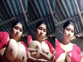 Indian wife flaunts her massive breasts in hot video