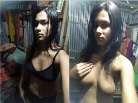 Amateur Indian girl flaunts her cute boobs in a homemade video