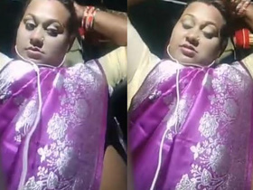 Desi aunty's big boobs in side view