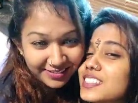 Indian lesbians share a sensual kiss in a steamy video