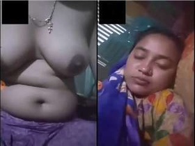 Desi babe flaunts her big tits and pussy on video call