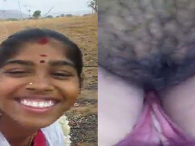 Rustic Indian wife flaunts her hairy pussy in an outdoor MMS