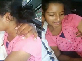 Desi Indian girl gives oral sex in the backseat of a car