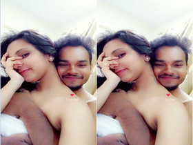 Indian woman with large breasts giving oral sex