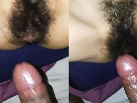 Hairy vagina gets penetrated in hardcore action