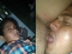 Indian girlfriend gives oral pleasure to her lover on camera