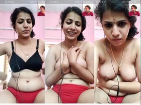 A hot Indian bhabhi flaunts her breasts in a video call