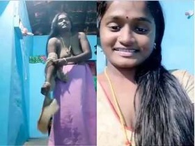 Excited Tamil bhabhi reveals her breasts and intimate area