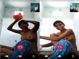 Desi Indian girl takes a bath on video call Part 1