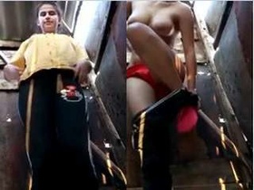 Desi girl with natural tits strips and teases for money in part 1