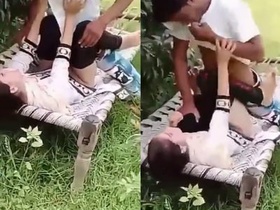 Outdoor sex with a horny couple