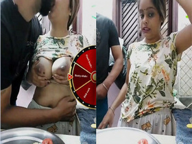 Amateur Indian babe gives a blowjob and shows her big tits