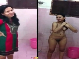 Tamil aunty's nude and sex video in bathroom