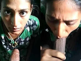 Indian Tamil babe flaunting her boobs and giving a blowjob