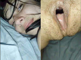 Beautiful girl moans with pleasure as lover drills her wet pussy