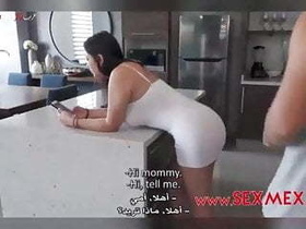 MILF gets screwed by her son's friend in her arms at home