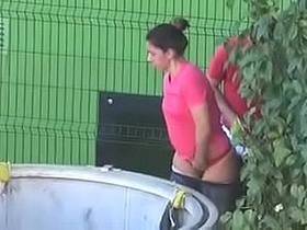 Outdoor sex with a delay in the foundry