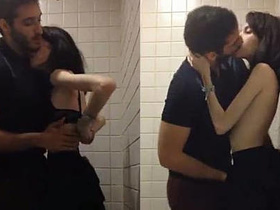 Marina Fraga gets her pussy pounded in a public toilet by her boyfriend