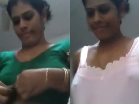 Aunty in a sexy lingerie set flaunts her curves