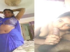 Tamil aunty boobs and blowjob in a village setting