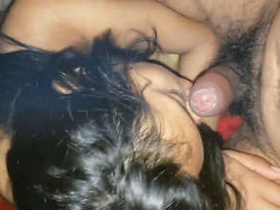 Horny Indian wife gives a blowjob to her husband