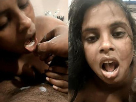 Mallu aunty gets her mouth covered in cum
