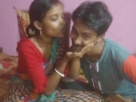 Indian couple enjoys steamy sex in saree and lingerie
