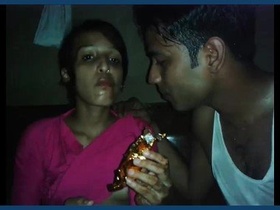 Cherika's kiss and boobs in a desi teen video