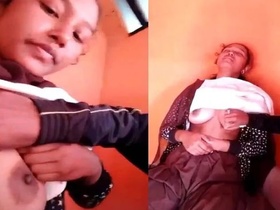 Assamese babe fondles her boyfriend's chest in the village