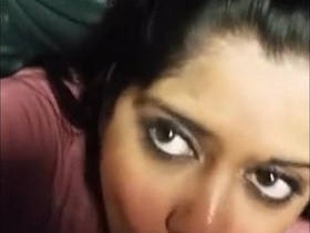 Girlfriend gives a blowjob to her boyfriend