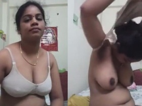South Indian bhabi masturbates and sucks her own breasts