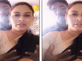 Desi bhabi's big boobs pressing a board