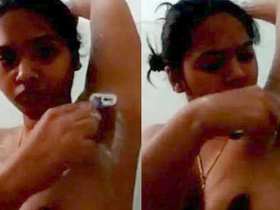 Desi girl shaves her armpits and pussy in a sexy video